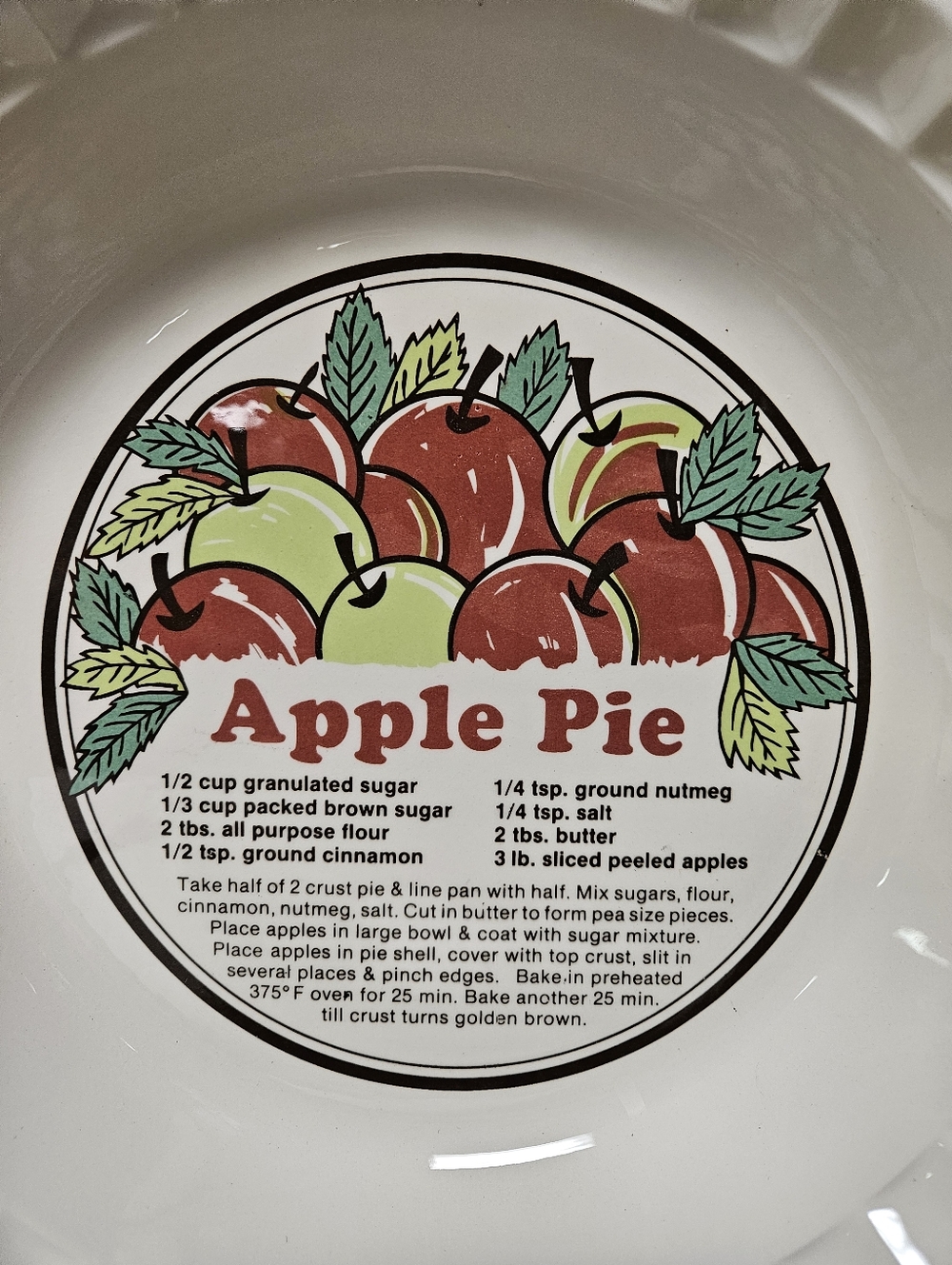 Sunnycraft Sunstone Collection Pie Dish Bakers Apple Pie Recipe Plate 11" #11011 - Picture 2 of 4